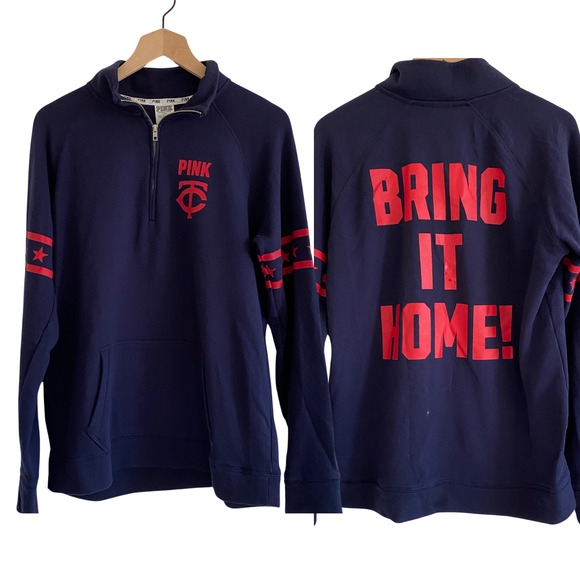 Pink Victorias Secret x 5th & Ocean Womens Sweatshirt Size Large Minnesota Twins - Picture 1 of 9